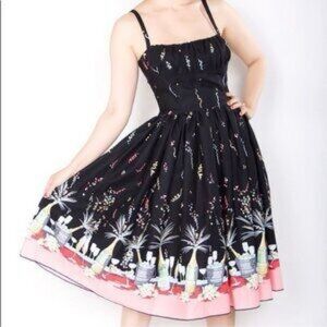 Bernie Dexter Black Dress with Pink Accents Vintage style Size 1X 100% Cotton